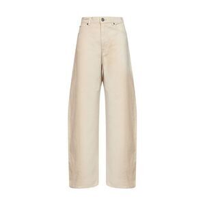 Max Mara Weekend Women Ivory Cotton Drill Wkdordine Barrel Trousers